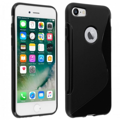 Coque silicone S-Line Noire pour iPhone 6 ou 6S ou 7 ou 8 - Présentation avant / arrière
