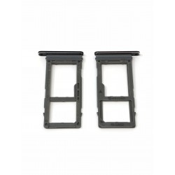 Tiroir de carte sim et carte SD Noir Carbone ORIGINAL pour SAMSUNG Galaxy A8 2018 - A530F - Présentation avant / arrière