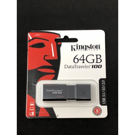 Clé USB 3.1 Kingston DataTraveler 100 de 64GB - Présentation emballage avant