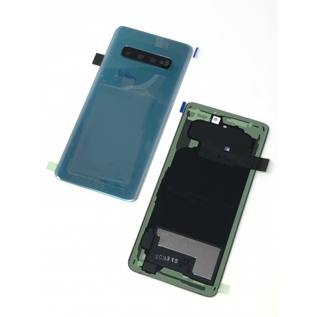 Vitre arrière ORIGINALE Verte Prisme pour SAMSUNG Galaxy S10 - G973F - Présentation avant / arrière