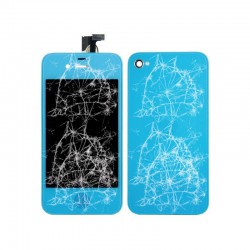 [Réparation] [KIT] Bloc Avant Compatible Bleu Ciel / Vitre Arrière Bleu Ciel - iPhone 4S à Caen